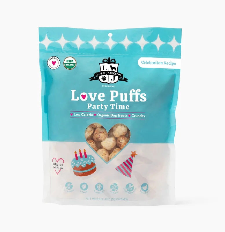 Lord Jameson Love Puffs Party Time Organic Crunchy Dog Treats 4oz