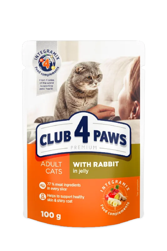 CLUB 4 PAWS Premium Pouches with Rabbit in Jelly