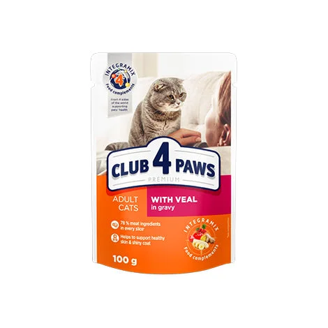 CLUB 4 PAWS Premium Pouches with Veal in Gravy