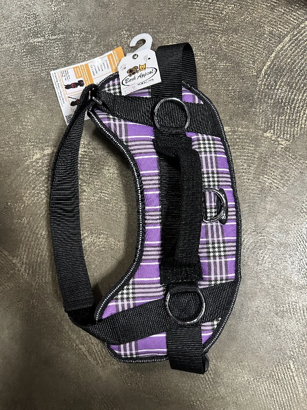 Bark Appeal Reflective No Pull Harness, Purple Plaid, XL