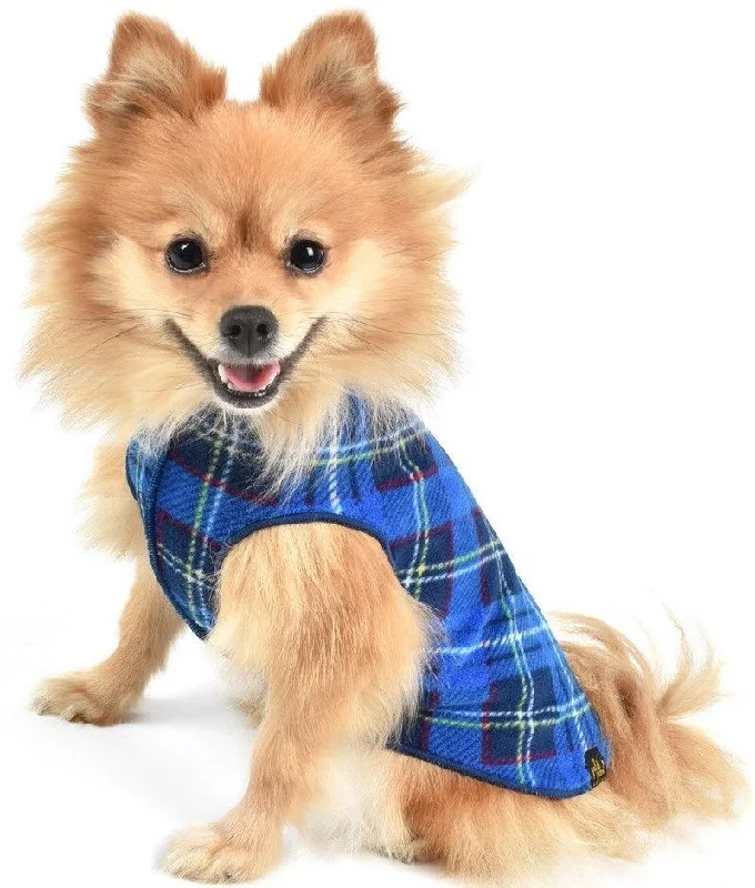 Gold Paw Stretch Fleece - Blue Plaid