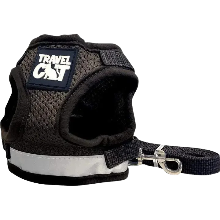 Travel Cat "The True Adventurer" Reflective Cat Harness - Black