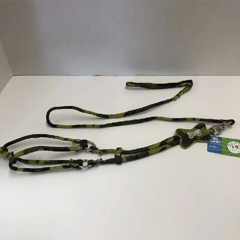 Adjustable Bone Step In Harness Green Camo for Medium Dogs