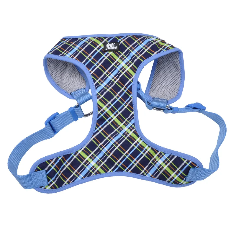 Coastal Pet Attire Ribbon Designer Wrap Harness Small Navy Blue Plaid