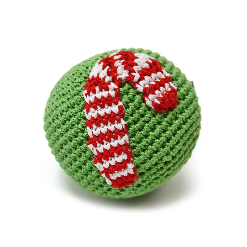 Pawer Squeaky Candy Cane Ball Dog Toy