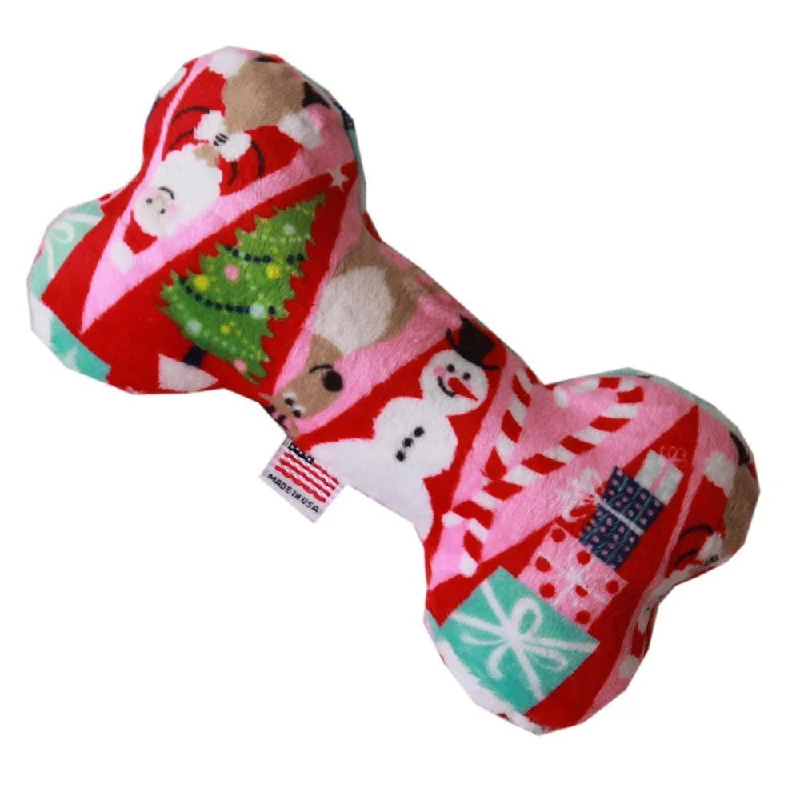 Plush Bone Dog Toy Christmas Medley