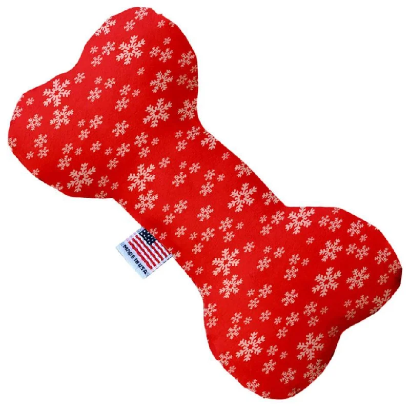 Plush Bone Dog Toy Red And White Snowflakes