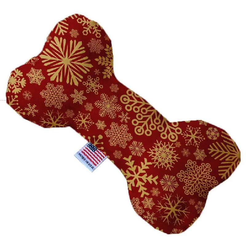 Plush Bone Dog Toy Red Snowflakes