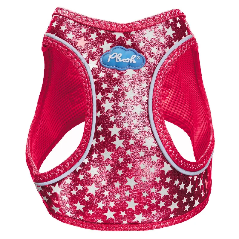 Plush Step In Glitter Glow In The Dark Dog Harness Red